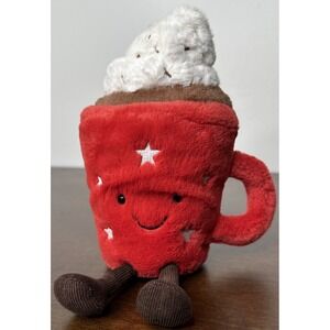 Jellycat Amuseables Hot Chocolate Retired Holiday Plush Red Mug Whipped Cream